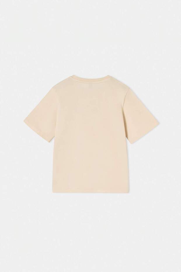 Ekru-Kırmızı 2'li Baskılı Unisex Örme T-Shirt TKDSS26TS00069 - 11