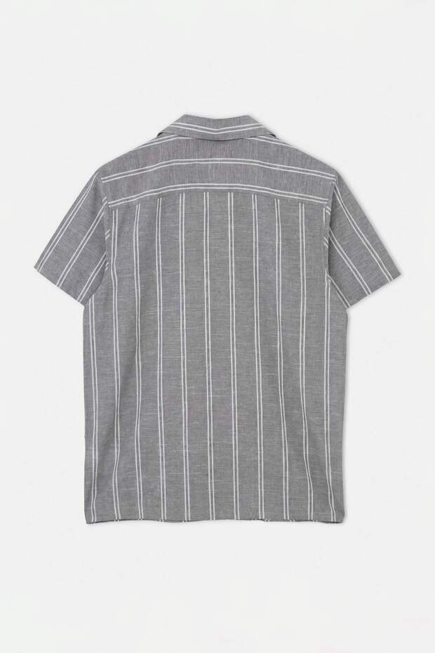 Haki %100 Pamuk Apaj Yaka Kısa Kollu Regular Fit/Normal Kalıp Erkek Gömlek TMNSS26GO00046 - 6