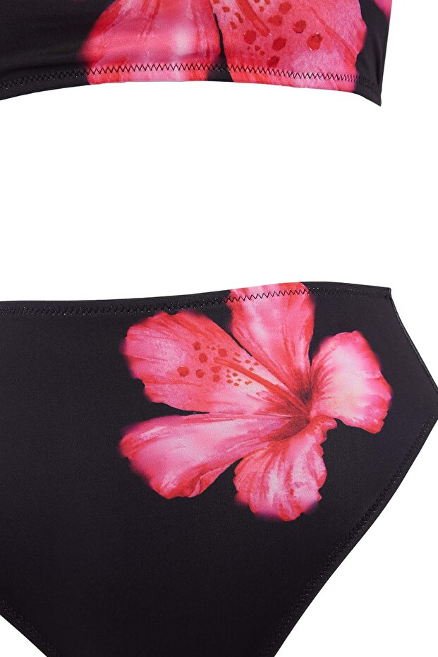 Çiçek Desenli Straplez Kaplı Yüksek Bel High Leg Bikini Takımı TBESS26BT00155 - 2