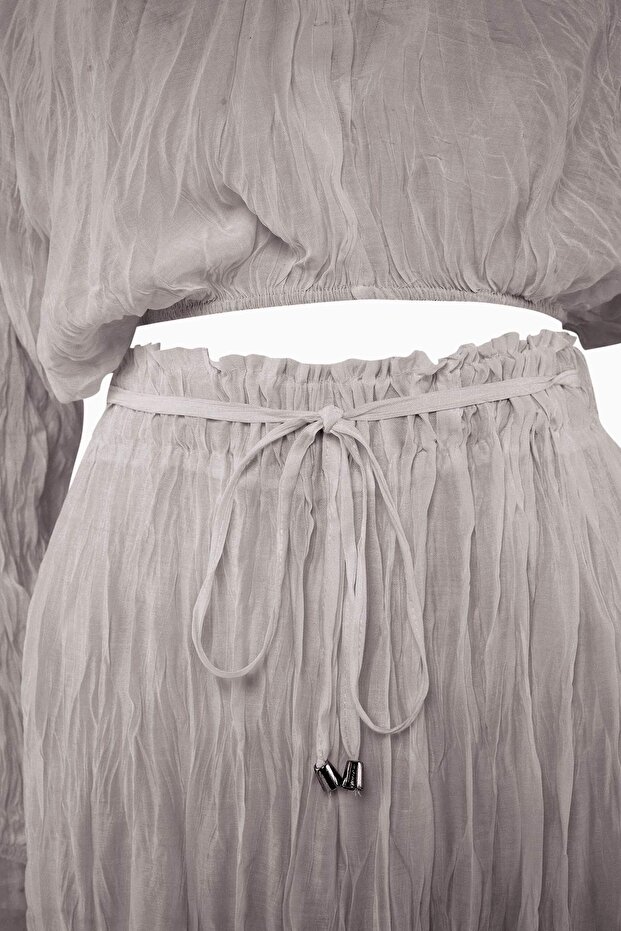Vizon Dokuma Maxi 100% Pamuk Plaj Bluz Pantolon Takım TBESS26AU00101 - 2