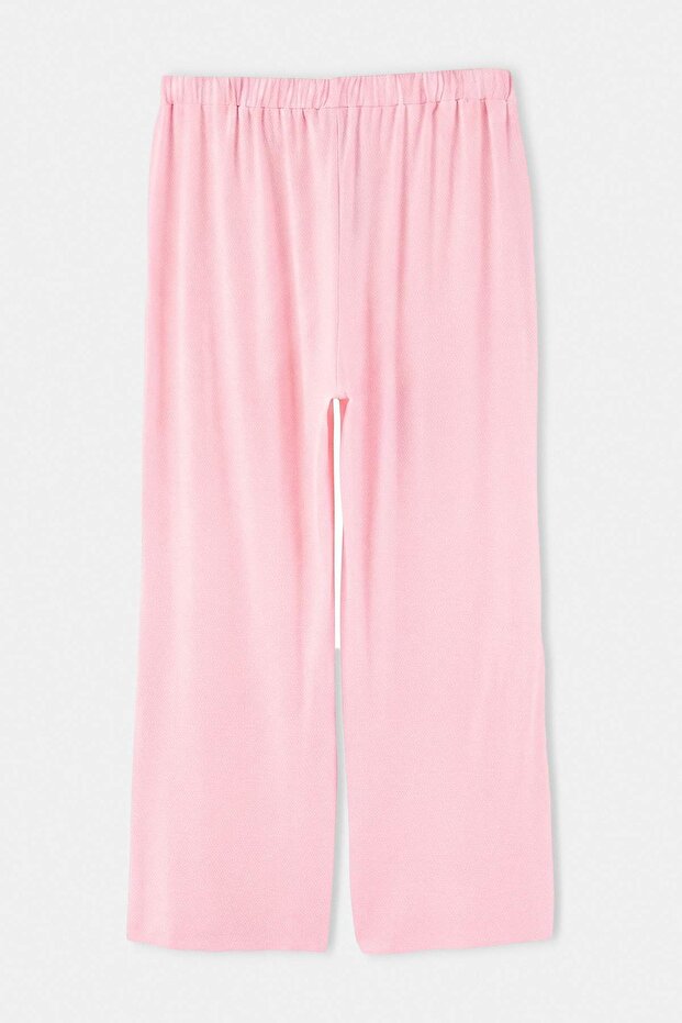 Pembe Kareli/Puantiyeli 2'li Paket Örme Büyük Beden Pijama Altı TBBAW27IA00004 - 6