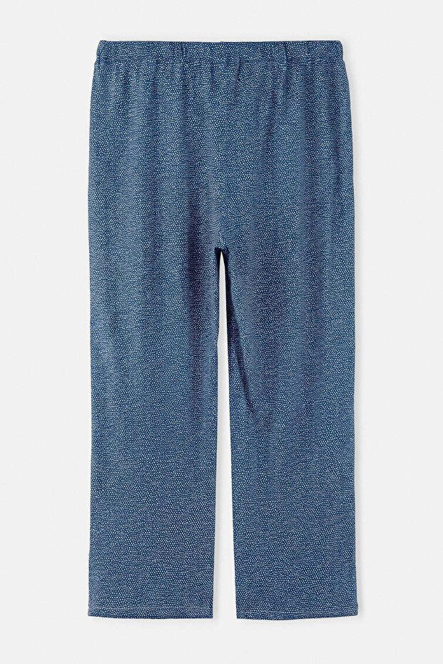 Lacivert Kareli/Puantiyeli 2'li Paket Örme Büyük Beden Pijama Altı TBBAW27IA00004 - 9
