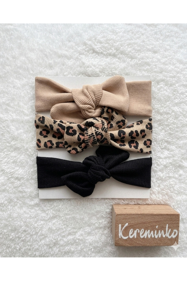 Baby Girl and Child Leopard Printed Piece Bow Hair Bandana Set of 3