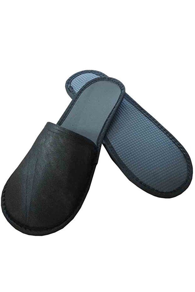 50 Pairs of Environmental Piping Thick Sole Black Interlining Hotel Slippers Disposable