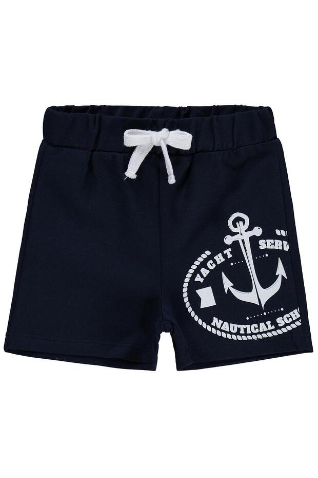 Anchor Printed 6-18 Months Shorts - Navy Blue