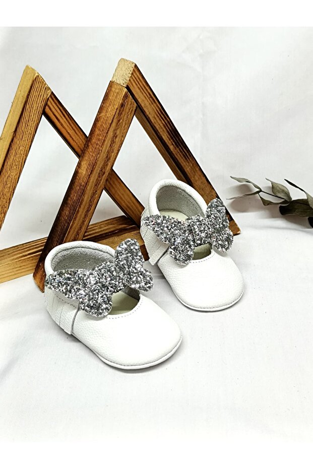 Bella Model Sequin Bow Baby Moccasin Booties Baby Shoes