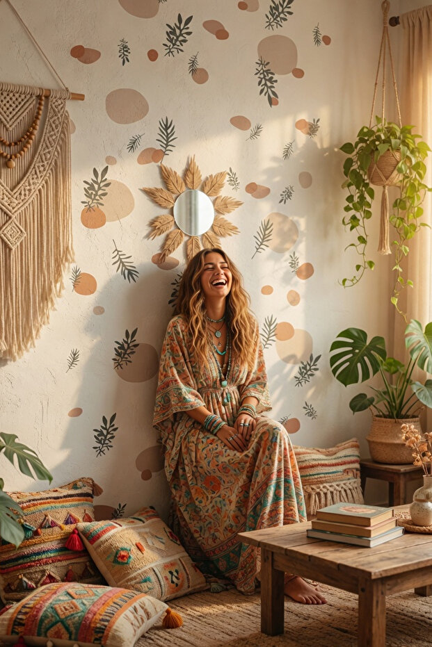 Boho Flowers Modern Wall Sticker Set