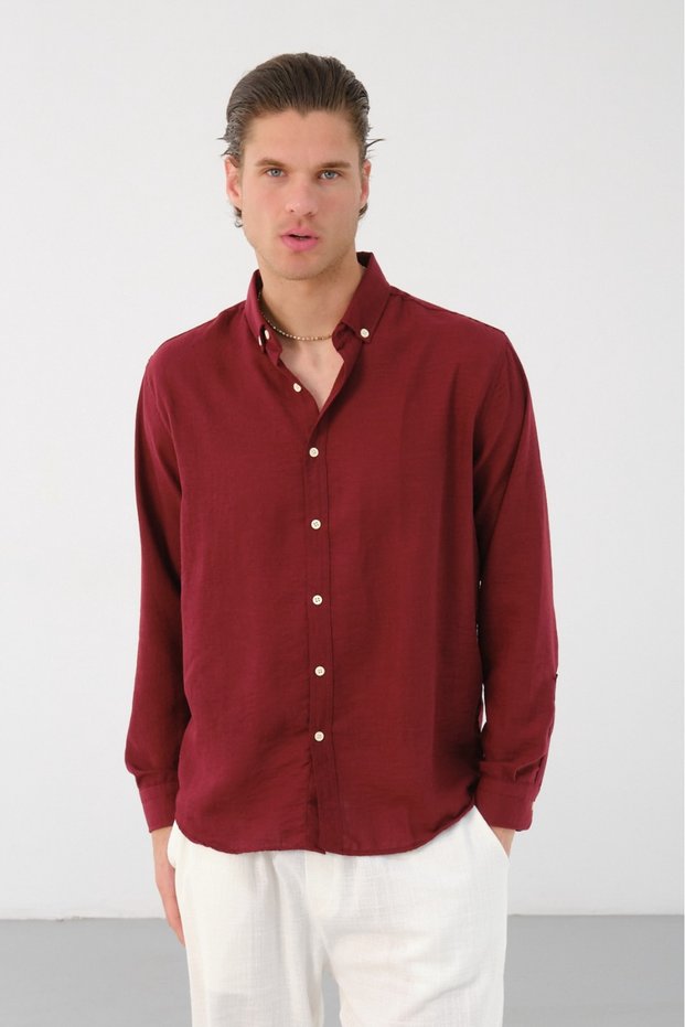 Men's Regular Fit Linen Look Shirt