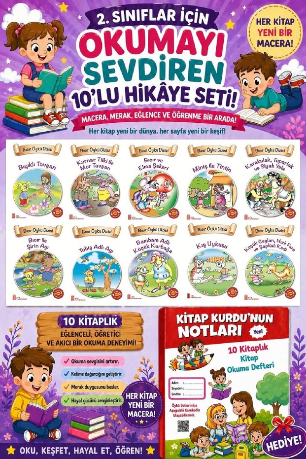 2. Set of 10 Stories That Make Reading Fun for Grades 5 (Book Reading Notebook Gift)