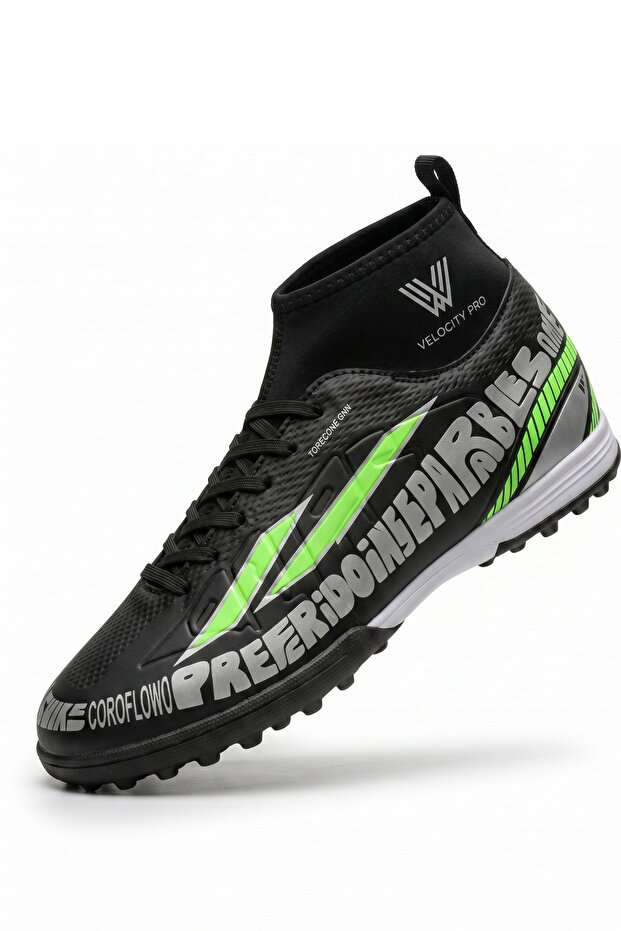 V-Tech Graphite Sock Pro Black Green Lightweight High Speed Maximum Floor Grip Technology Sock Carpet
