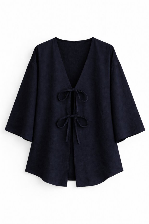 Kimono Shirt with Double Lacing – Trendy Islamic Fashion, New Season Design Tunic