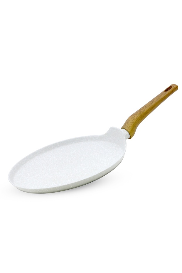 28cm Forged Aluminum Crepe Pan Pancake Tawa Marble Non-Stick Trivet Induction Gas