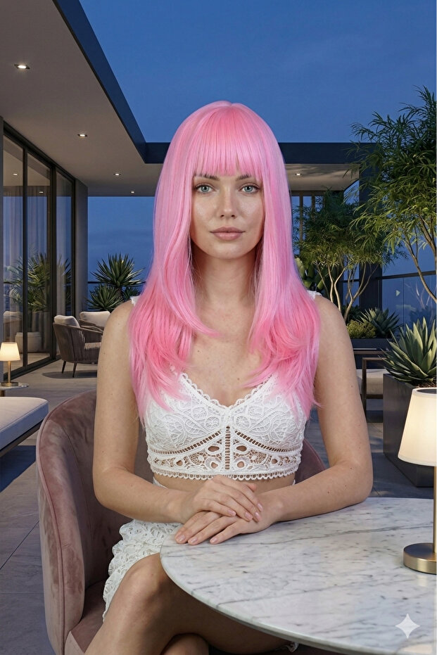 Red Fiber Synthetic Medium Size Riveted Wig