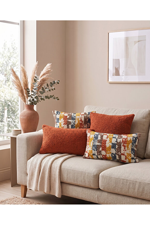 '' Noir'' Collection 4-Piece Premium Textured Decorative Throw Pillow Combination Set