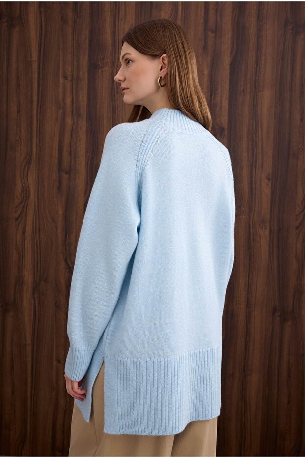 Turtleneck Basic Sweater Ice Blue - 5