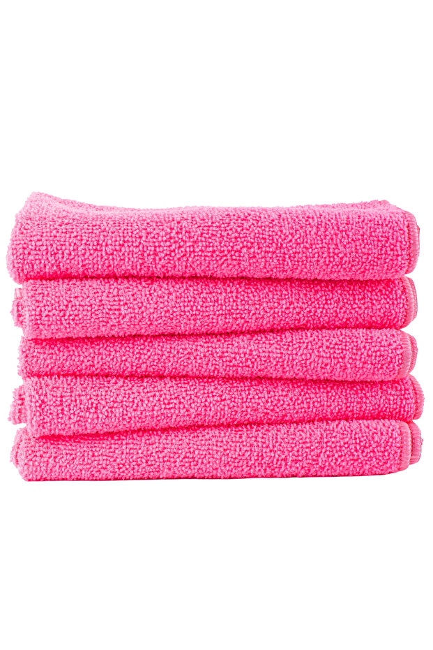 5-Piece Pink 40X40 cm Microfiber Kitchen and General Cleaning Cloth, Micro Fiber Cloth - Glass, Car