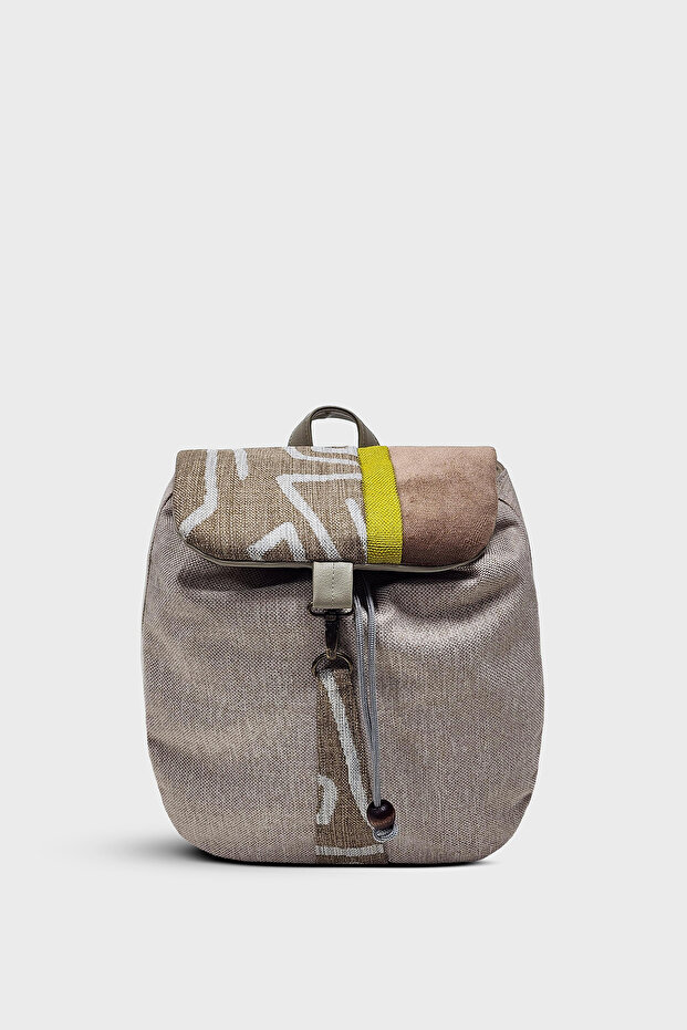 Handmade Beige Linen Women's Backpack