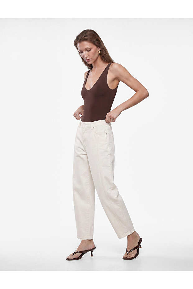 Cotton Pocket Detailed Comfortable Fit Regular Leg Balloon Trousers