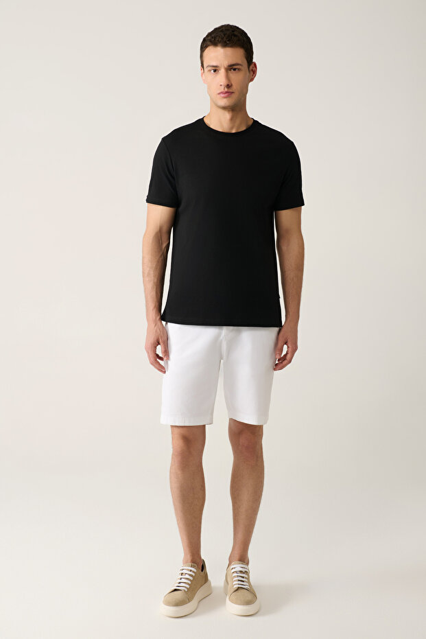 Erkek Siyah Basic Pamuklu T-shirt E001000 - 5
