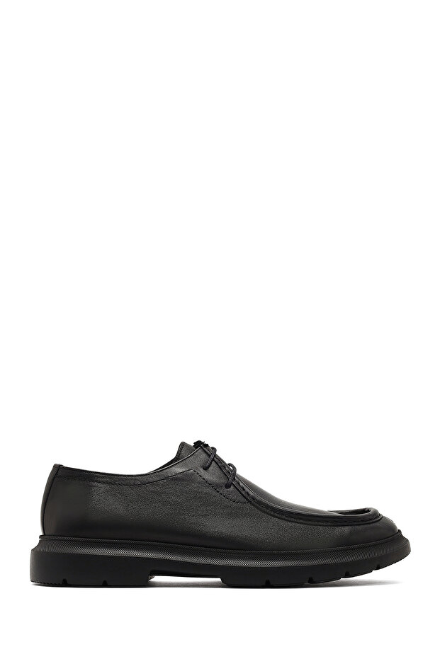 Men's Black Lace-Up Leather Casual Shoes 25Wfd671018