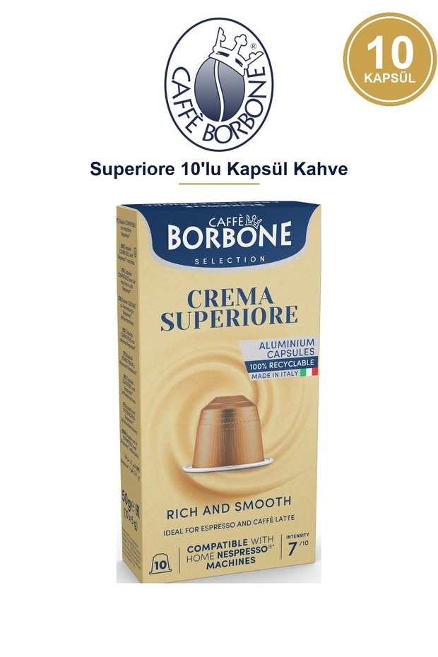 Caffè Borbone Superiore 10'Lu Kapsül Kahve – Nespresso Compatible, Velvet Foams