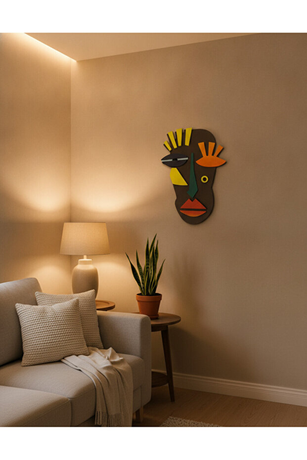 Afrika Maskesi Etnik 6mm Kalın MDF Duvar Tablosu | El Yapımı Sanatsal Dekor | Salon Çalışma Odası - 2