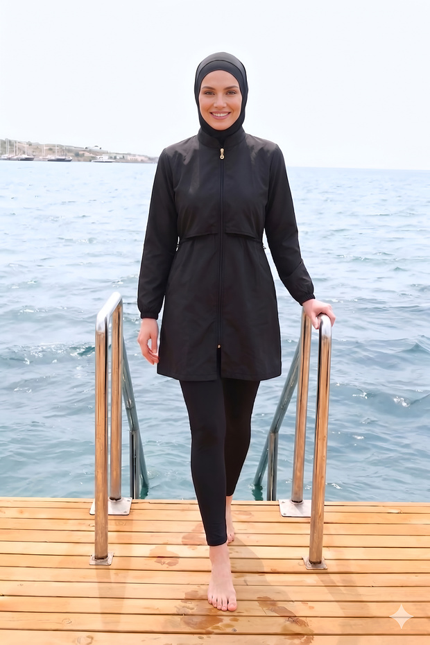 Covered Water Repellent Parachute Hijab Swimsuit
