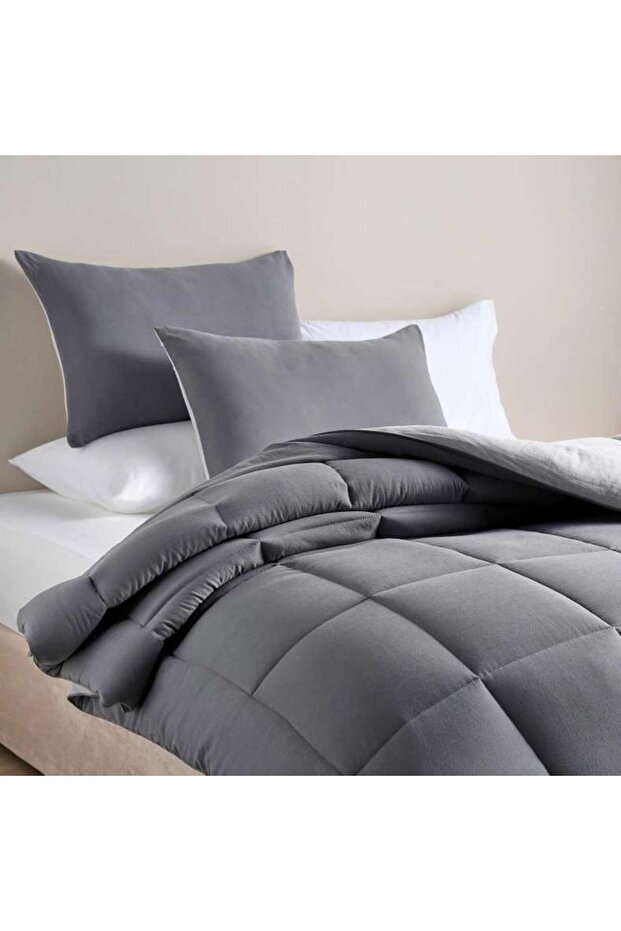 Down Alternative 3-piece Reversible Comforter Set 220x240cm - Grey