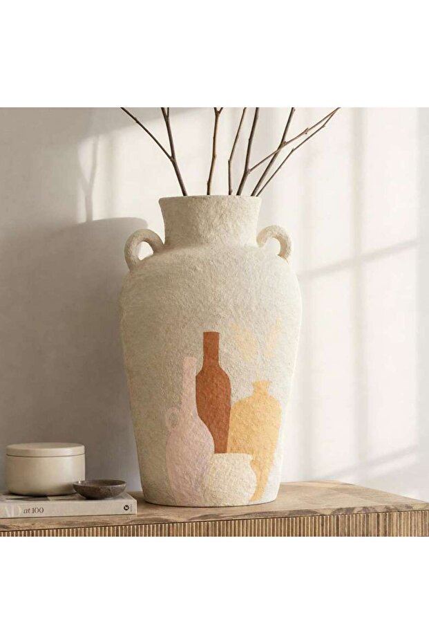 Artiqo Paper Mache Still Life Handpainted Vase 43x43x78cm - Multicolor
