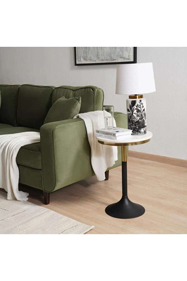 Graxon New End Table Marble - White Gold