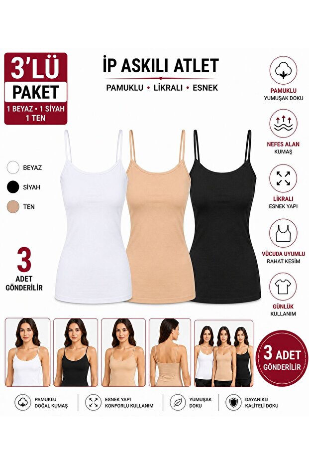 3'lü Basic Ip Askı Atlet - 1