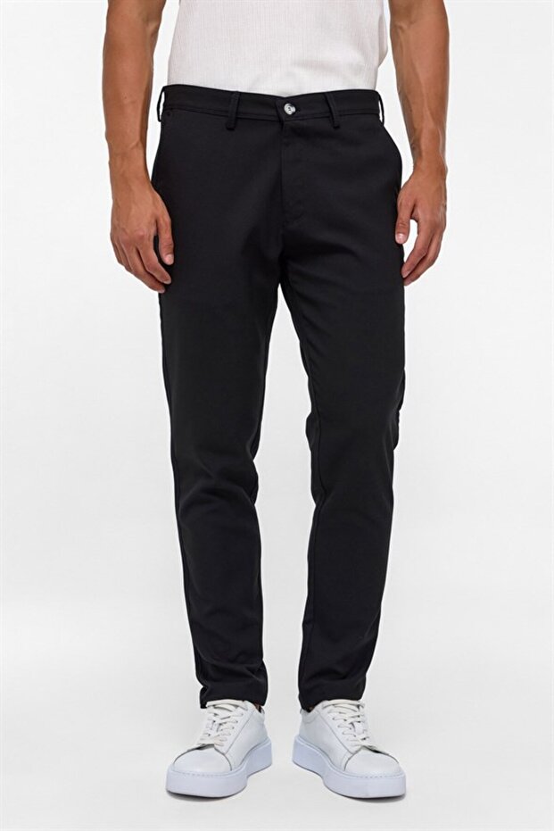 Siyah Slim Desenli Pantolon - 2