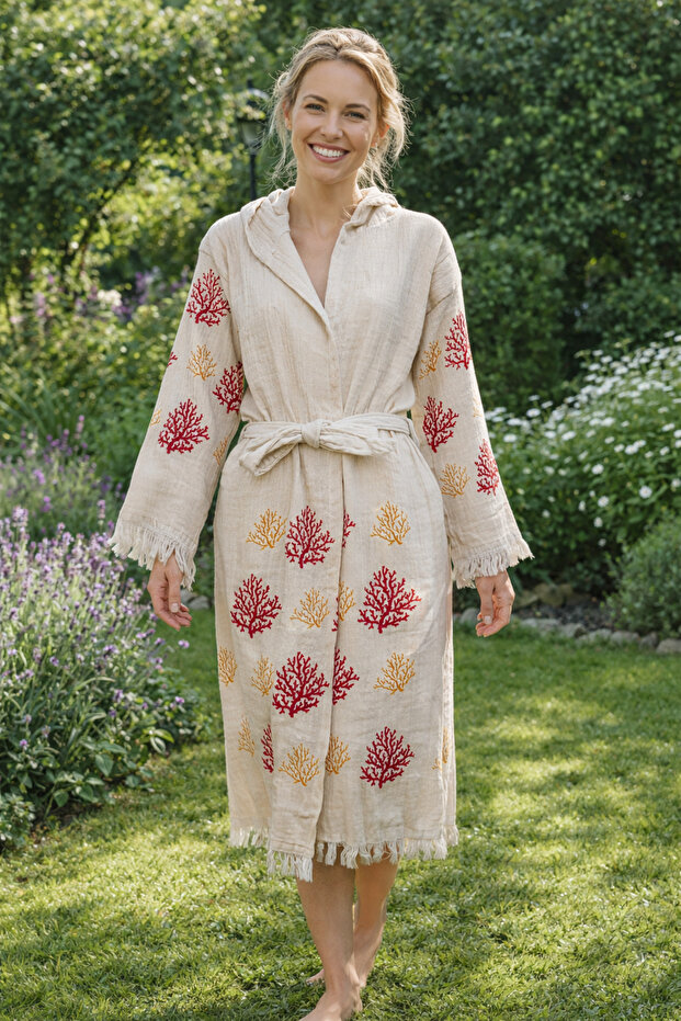 Cotton Muslin Printed Bathrobe Kimono