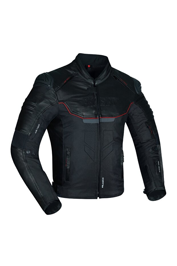 Motorcycle Jacket 4 Seasons Maxdura and Leather Fabric Falcon Leather Jacket Black
