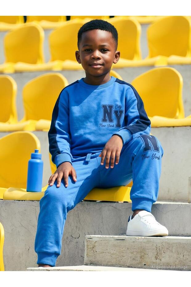 Ny Printed 2-5 Years Old Tracksuit Set - Blue 3-4 Years Old