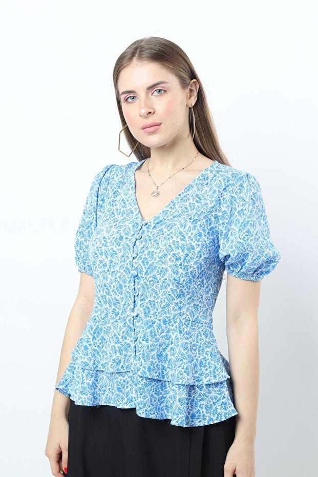 Floral Button-Front Top - 2