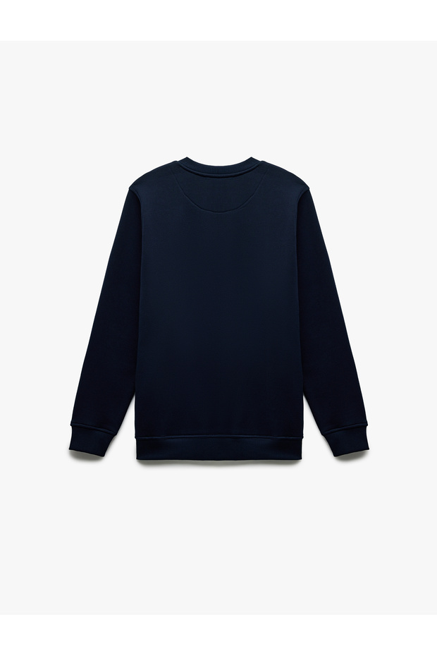 Baumwolle Langarm Rundhalsausschnitt Herren Basic Sweatshirt - 7