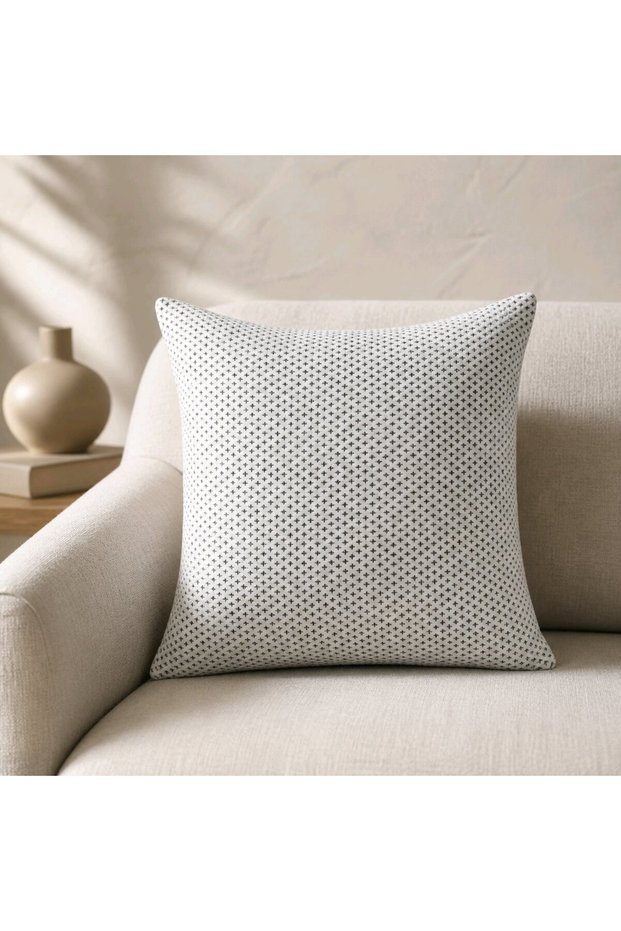 Ecru Textured Decorative Throw Pillow Cover Modern Stylish Design