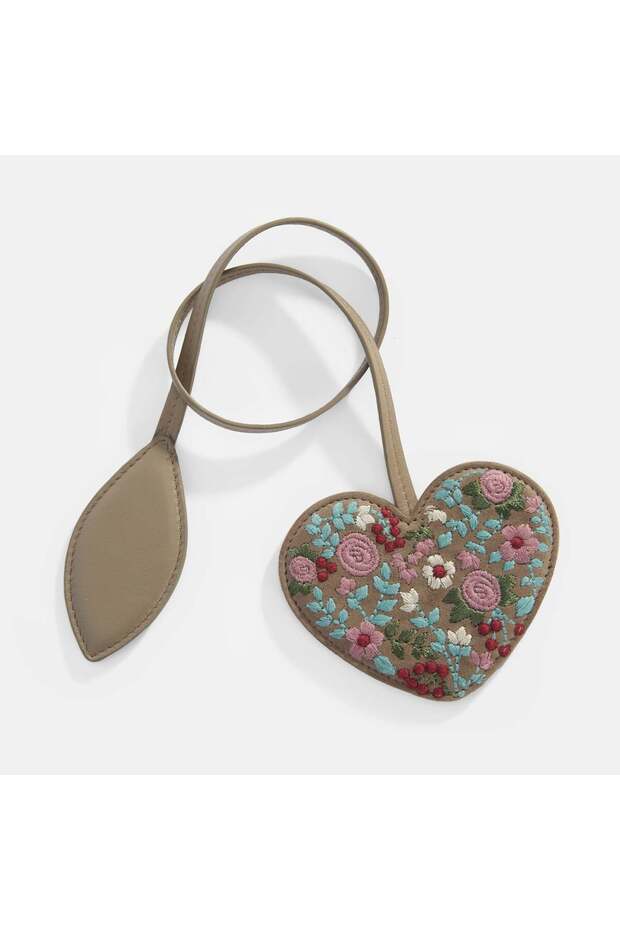 Leather Keychain with Heart Figure