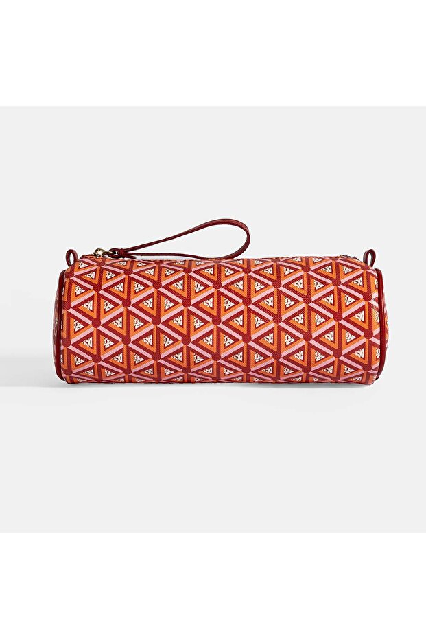Red Monogram Patterned Pen Holder/Shaving/Makeup Bag - 1