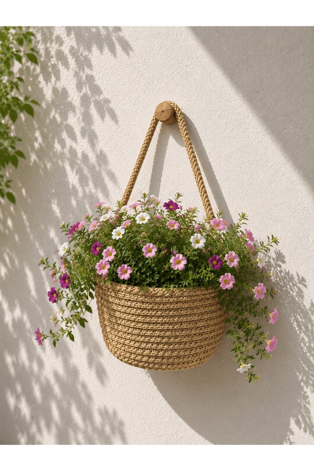 Decorative Mini Flower Pot Plant and Wooden Hanger Are Not Included