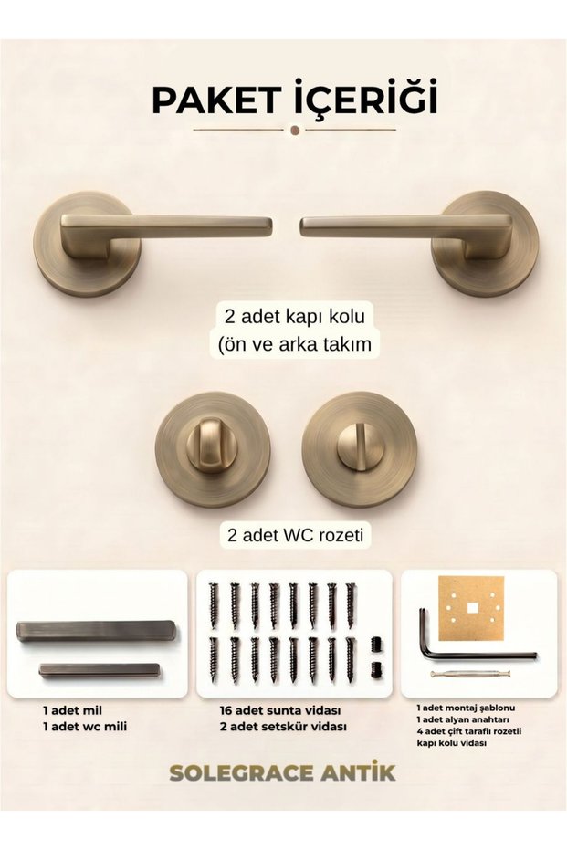 Solegrace Antique Round Rosette Door Handle Luxury Wc Door Handle
