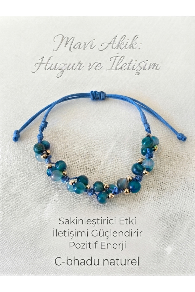 Certified 6 mm Blue Agate Natural Stone Bracelet