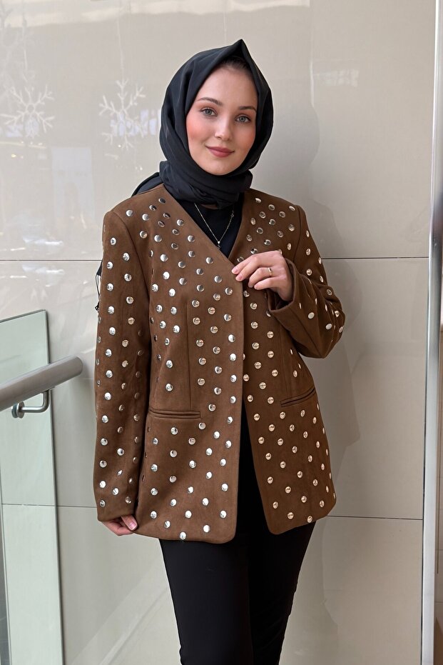 Metal Polka Dot Suede Jacket