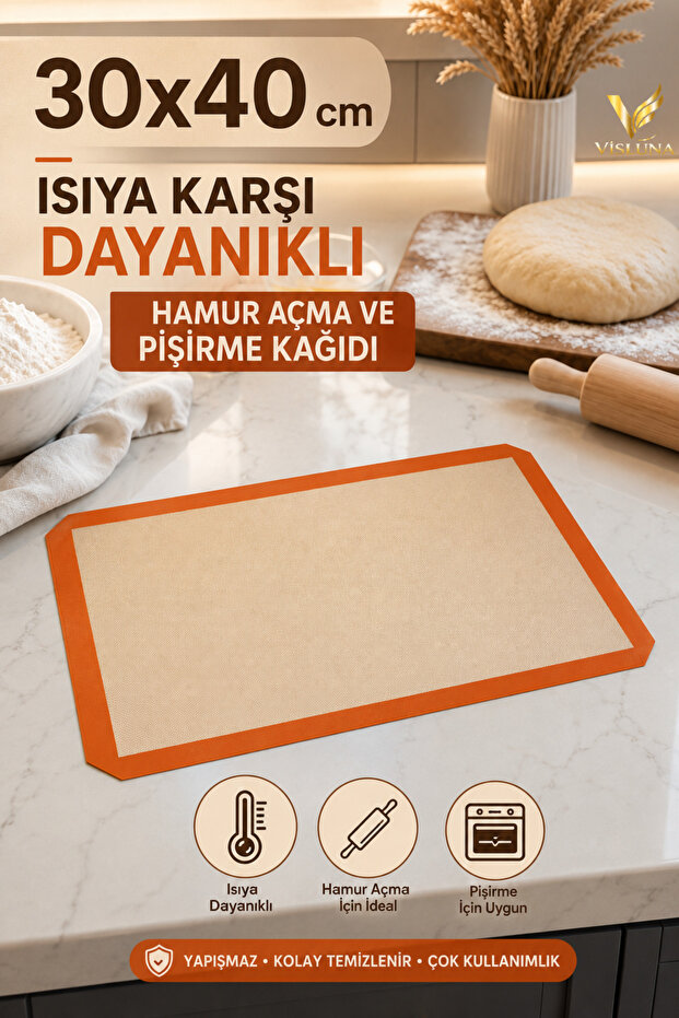 (1 Piece) Baking Mat Oven-Safe Self-Oiling Silicone Non-Flammable and Non-Stick 30*40cm