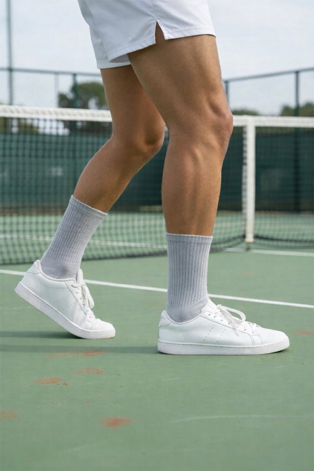 Odor-Free Technological Elastane Odorless Gray Long 3-Piece Tennis Socks-Lykm03