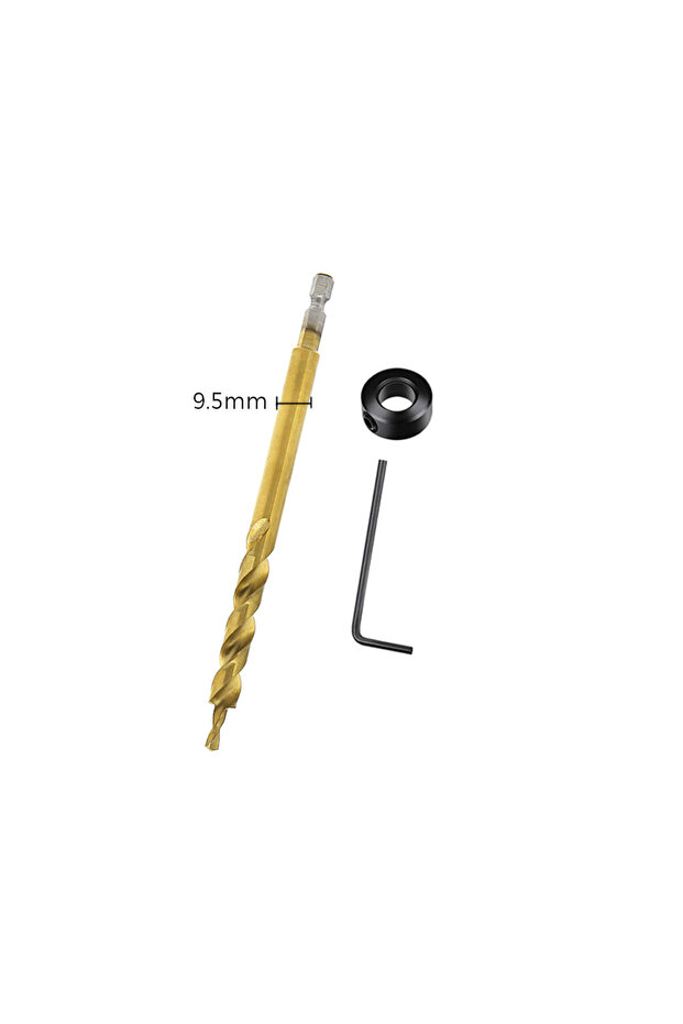 لقمة حفر ملتفة ذهبية بساق سداسية 9.5 مم 9/9.5 مم مع محدد موضع للثقب لجهاز Kreg Jig Guide Manual Pock