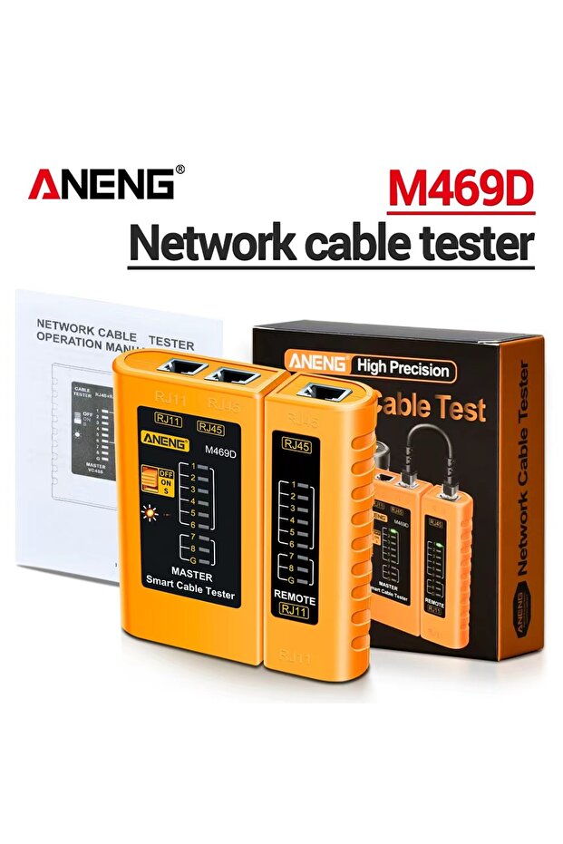 ANENG M469D Yellow Professional Network Analyzer Tester M469D Cable LAN RJ45 RJ11 RJ12 CAT5 UTP LAN