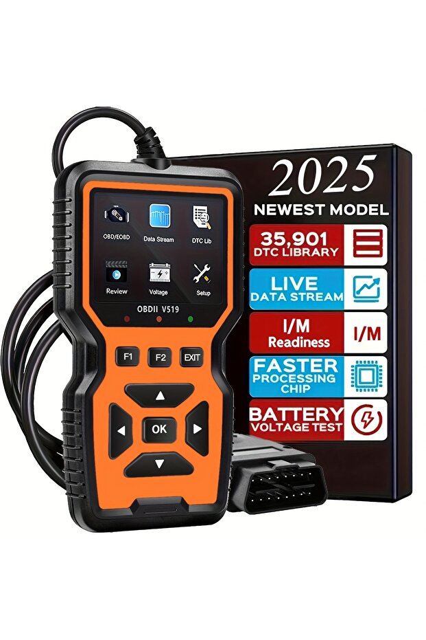 أداة تشخيص OBD2 احترافية باللون البرتقالي لإصلاح المركبات الثقيلة - قارئ/مسح أكواد الأعطال، يدعم