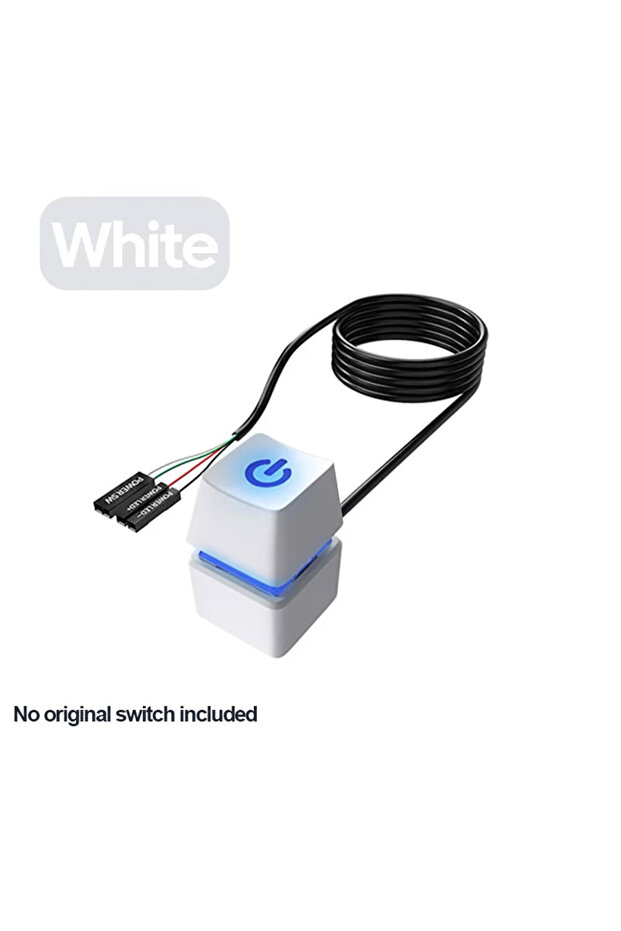 مفتاح تشغيل/إيقاف خارجي للوحة الأم للكمبيوتر بطول 1.8 متر، طراز A أبيض مع أضواء LED زرقاء